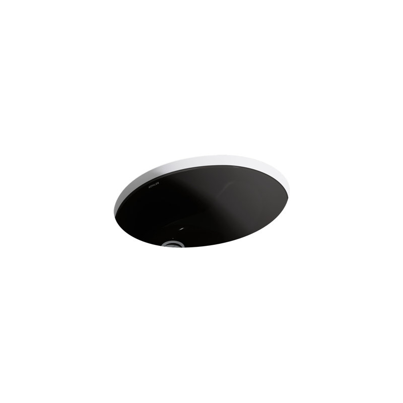 Lavabo de salle de bain ovale encastré en céramique avec trop-plein Caxton®, Noir