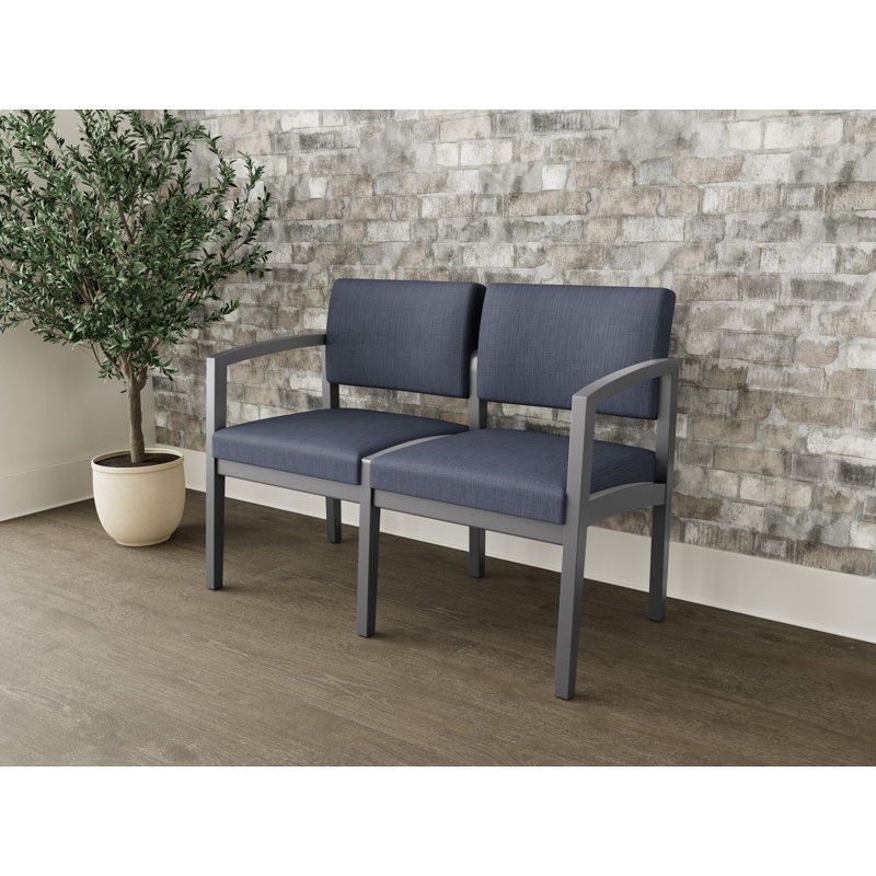Lenox 2-seater tandem chair, Étain, Plot Line bleu marine