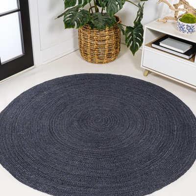 Tapis bleu marine en jute tressé Zara