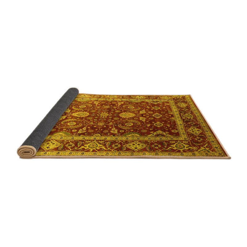 Tapis carré en laine / polyester de style oriental tissé à la machine jaune / rouge / vert 8 pi x 8 pi