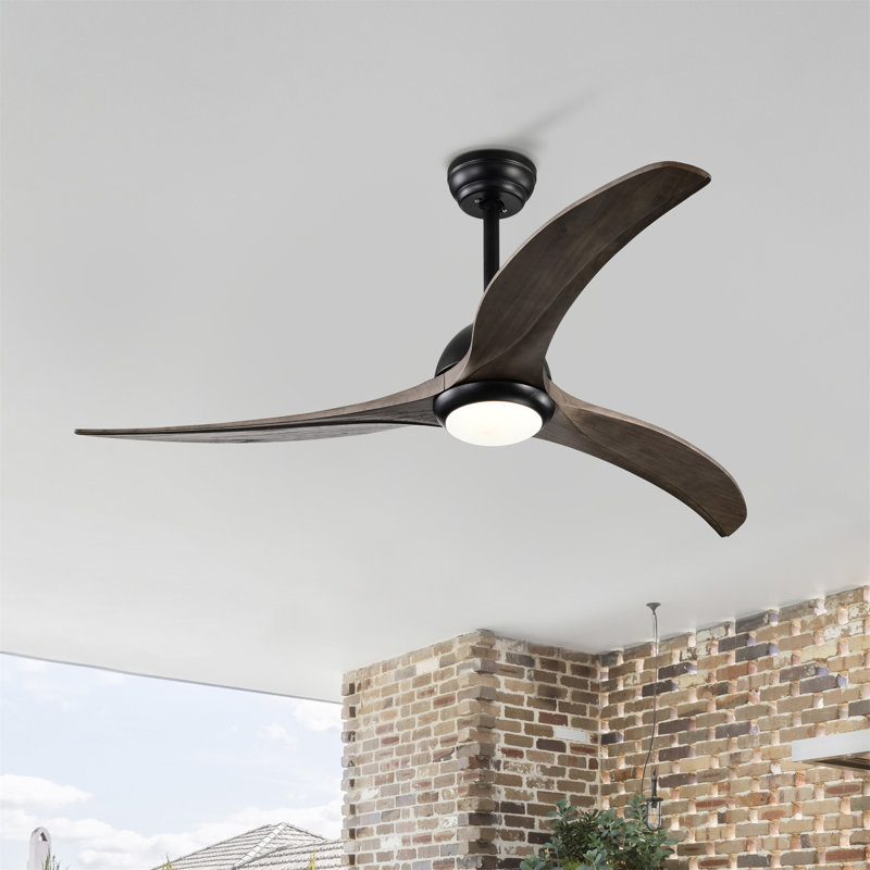 Ventilateur de plafond 52 po, Noir mat, Marron foncé