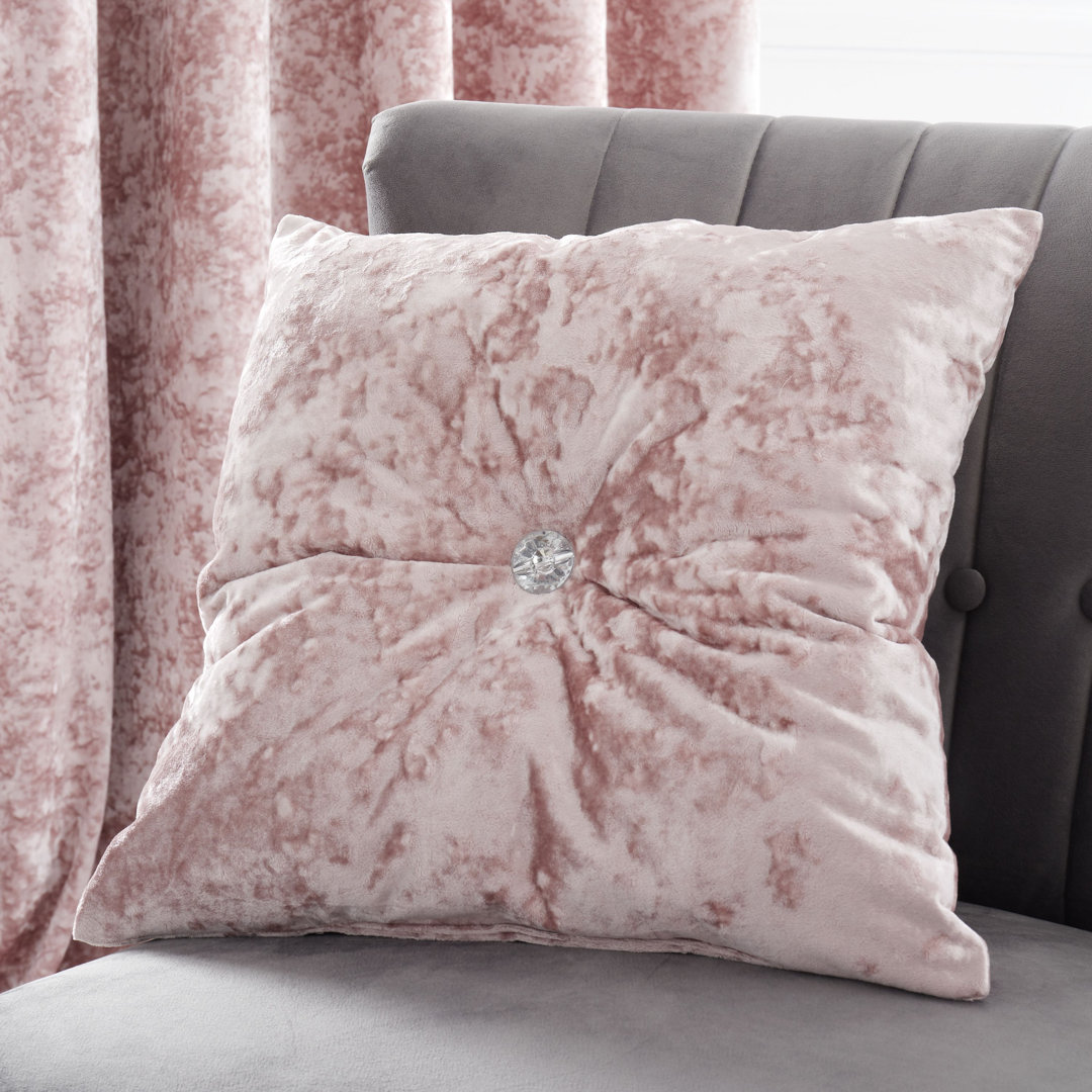Rackhams Pink Crushed Velvet Diamante Cushion - Blush - Image 4