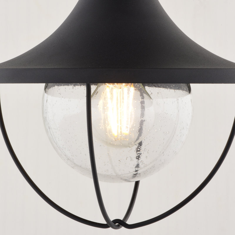 Dunlap Textured Black 10'' W 1 - Bulb Outdoor Semi Flush Mount
