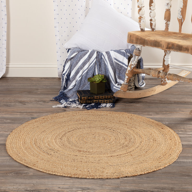 Natural Jute Round Harlow Braided Jute Beige Area Rug