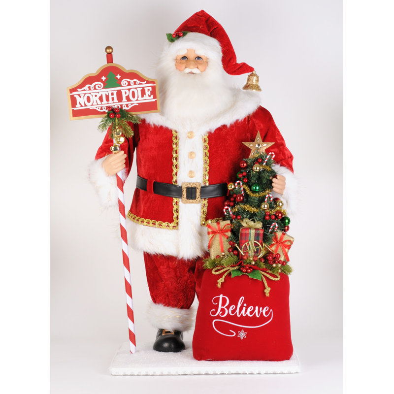17-Inch Red and White Plastic Santa Figurine with Gifts