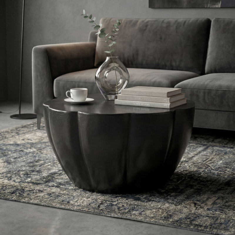Round Black Aluminium Coffee Table