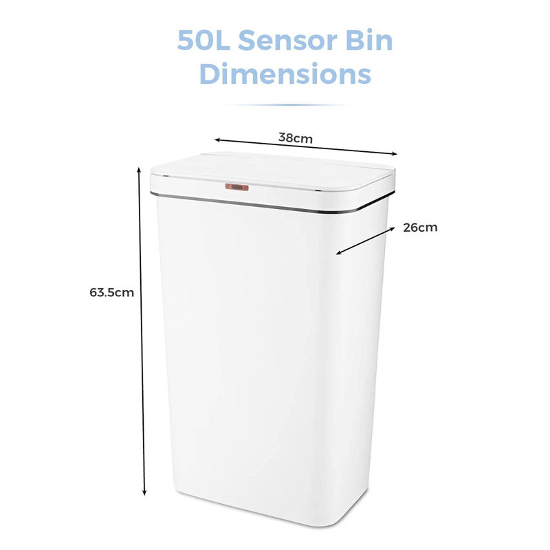 Camariya Plastic Kitchen Trash Can - 189.27L, White