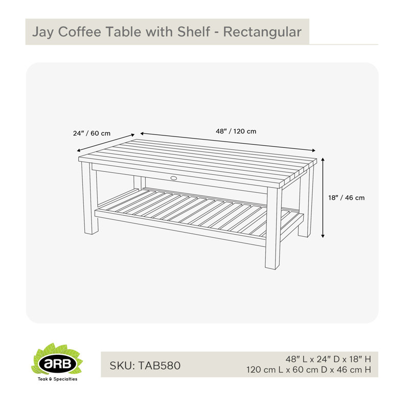 Table basse Ellie-Maye, L 24 po x L 47 po x H 18 po
