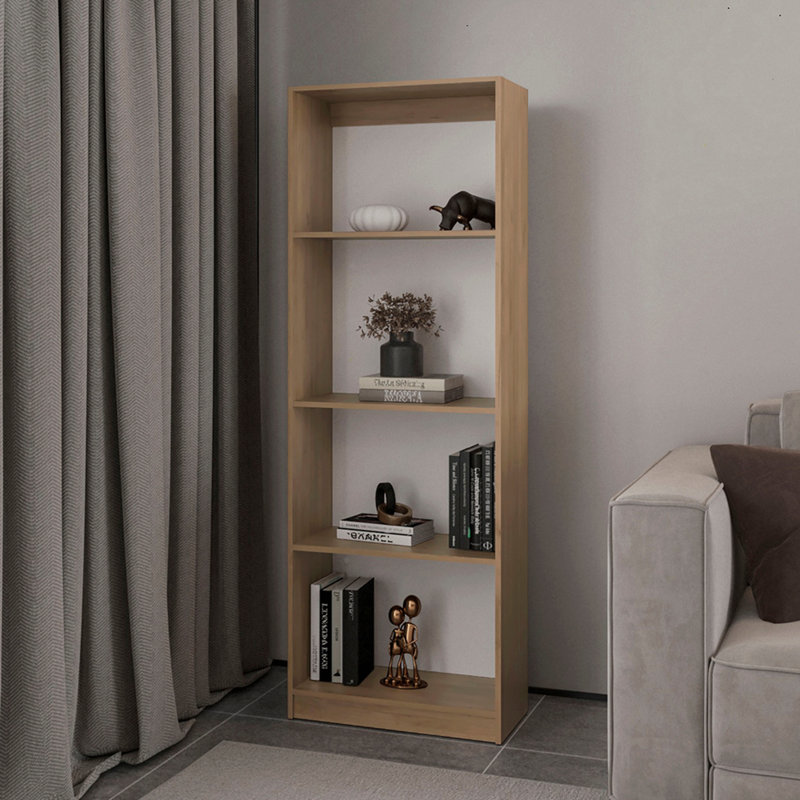 Verdi Bookcase, 5 Shelves, Macadamia/White Manufactured Wood, (5 Shelves) 71.1"H x 11.7"W x 24.7"D