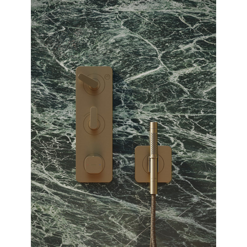 AXOR Citterio C Handshower Holder Softsquare With Outlet 5"X5" With Handshower And Textile Hose, 1.75 GPM, Brushed Gold Optic