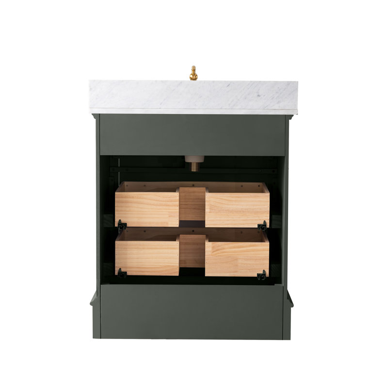 Ensemble de meuble-lavabo simple 30 po Goleta, Vert rétro / or brossé