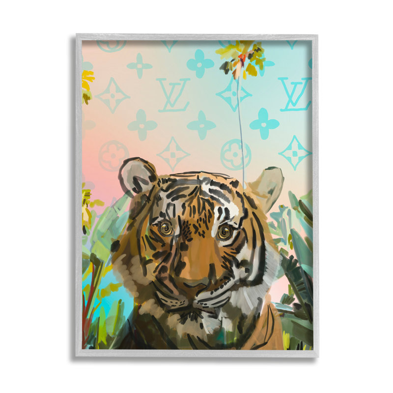 Tigre à la mode par Amelia Noyes, Estampe numérique Farmhouse, H 14 po x l 11 po x P 1,5 po