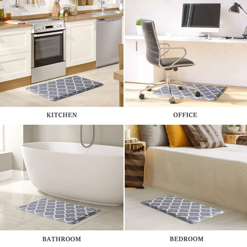 Tapis de cuisine antidérapant, antidérapant et antidérapant de 17,3 po x 28 po, gris