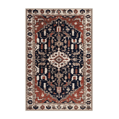 Machine Washable Persian Brown Area Rug