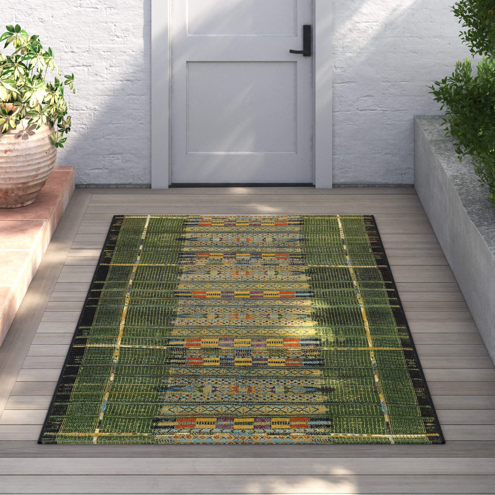 Sesena Multi-Colored Indoor/Outdoor Tribal Area Rug