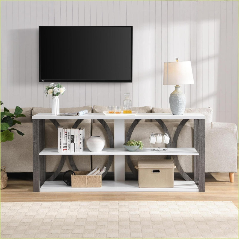 Console industrielle à 3 niveaux de 70,87 po - espace de rangement spacieux pour le salon d'entrée