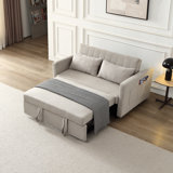 Lateresa 54'' Small Loveseat Pull-Out Sofa Bed - Adjustable Backrest With 2 Soft Pillows