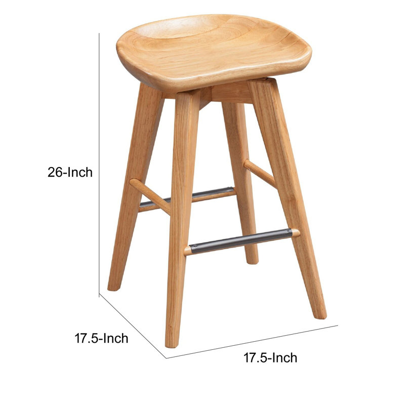 Clitheroe Swivel Solid Wood Counter Stool, Natural Brown, Counter Stool (24” Seat Height)