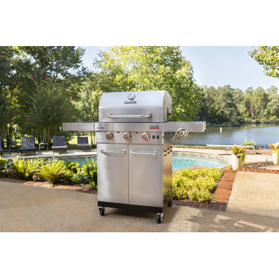 Charbroil Signature Series 3-Burner Infrared Propane Gas Grill Cabinet with Side Burner