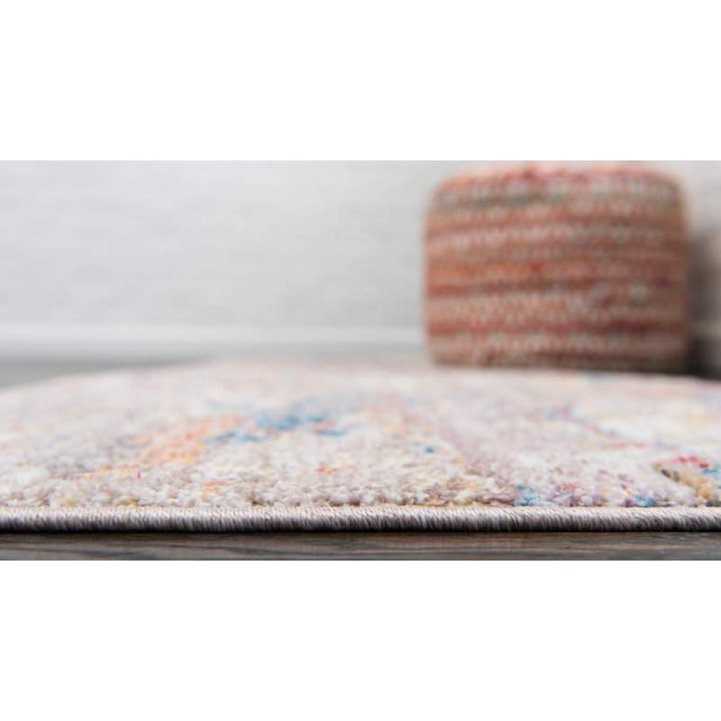 Tapis beige de style sud-ouest Leanora, Rond 8 pi