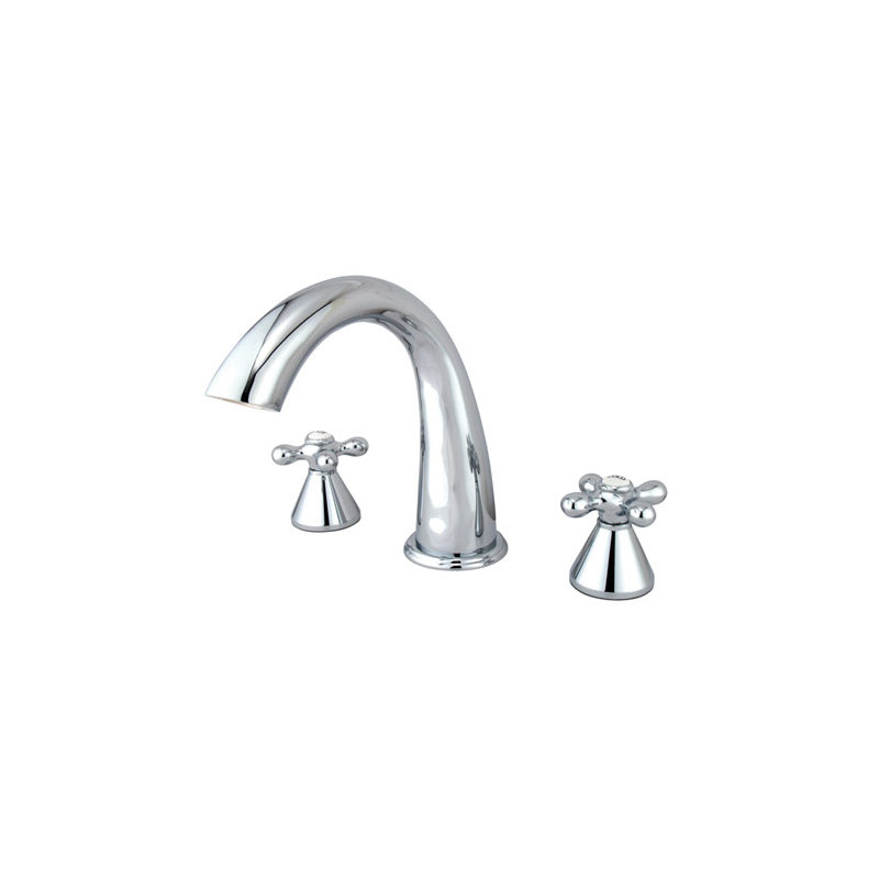 Double Handle Deck Mounted Roman Tub Faucet, Polished Chrome