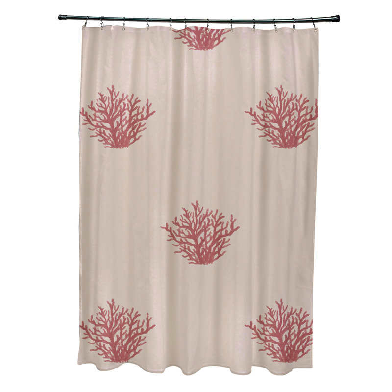 Rideau de douche simple Yancy, Beige / corail