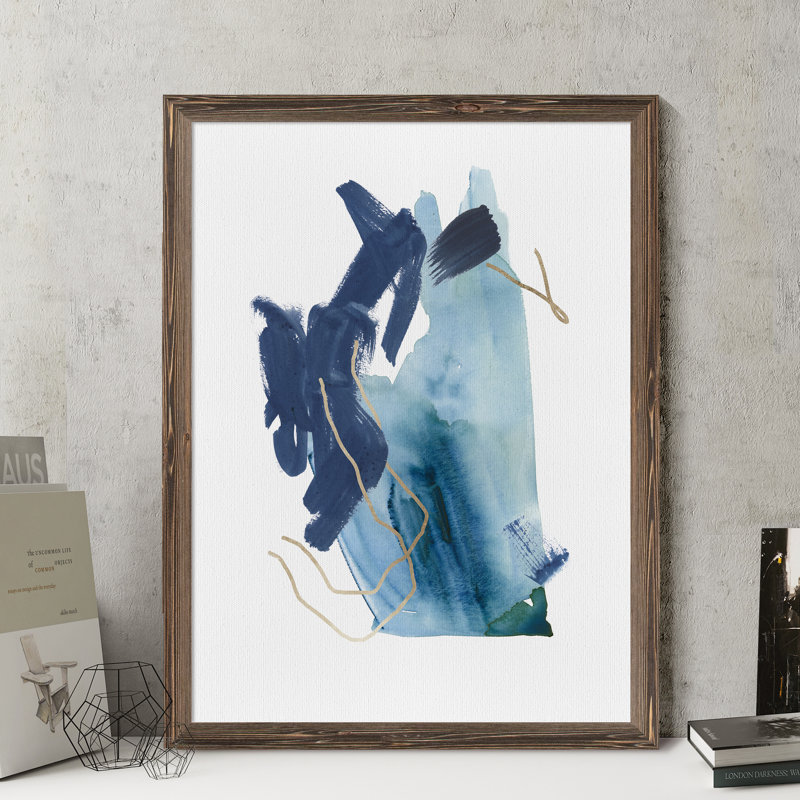 « Indigo Collide III », reproduction d’art encadrée, H 32 po x l 44 po x P 1,3 po, Espresso Framed Canvas