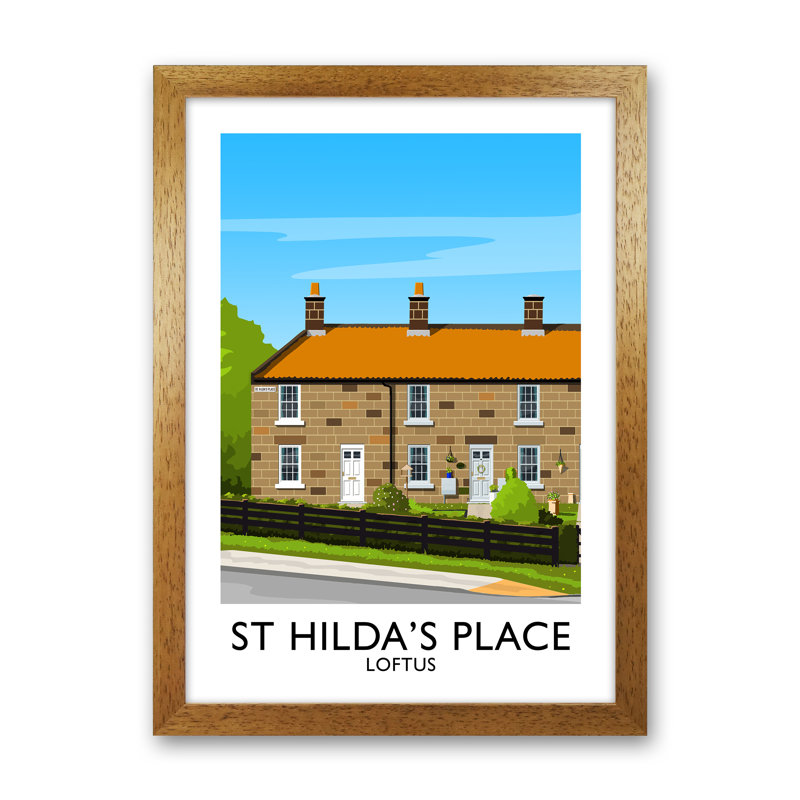 St Hilda's Place Portrait by Richard O'Neill - Print, Brown Framed, 46cm H x 34cm W x 3cm D