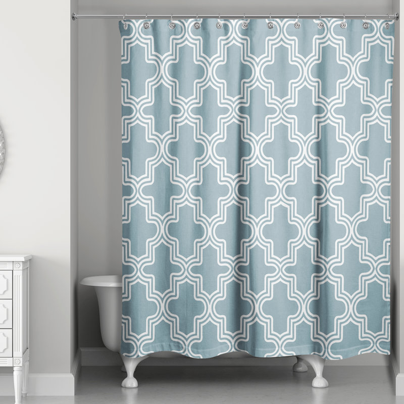 Rideau de douche Brody, Aqua / Blanc