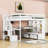Full Wood Loft Bed With Desk, Shelves, And 2 Drawer Storage Staircase-1742344192