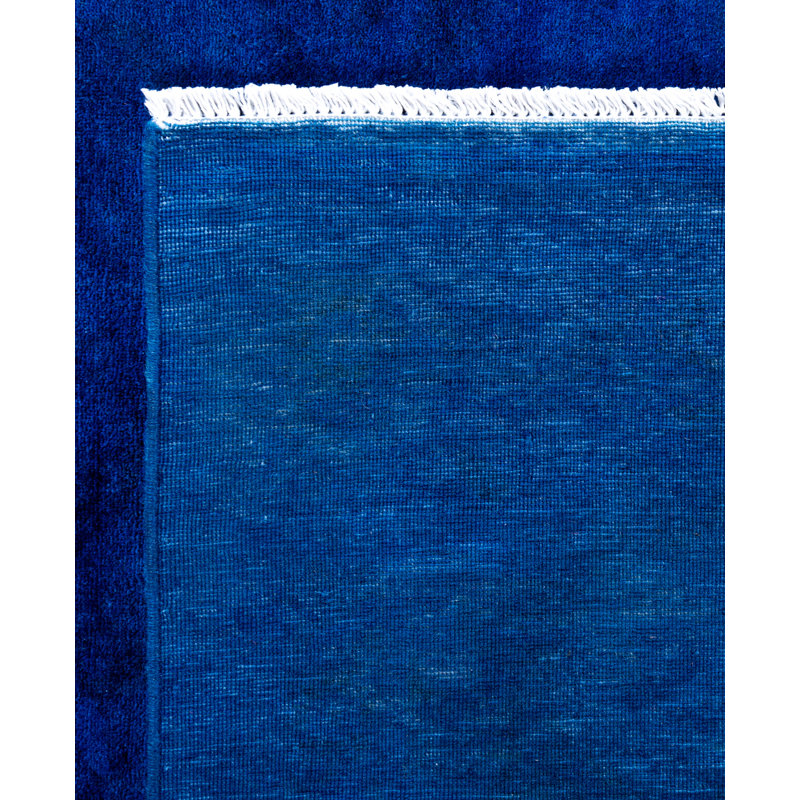 Overdyed Hand-Knotted Wool Modern-Contemporary Blue Area Rug 8' 3" x 10' 2"