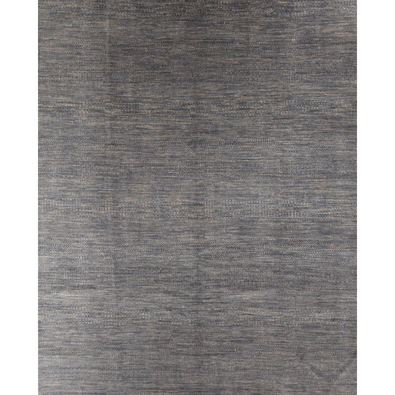 Teigen Hand Knotted Gray Area Rug, Rectangle 12' x 15'