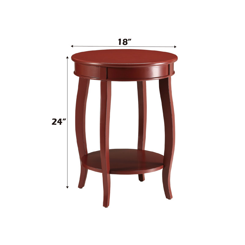 Table d'appoint rouge avec rangement inférieur - une étagère en bois Allures, Red