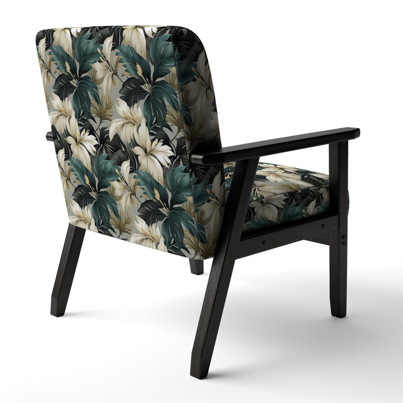 Fauteuil rembourré d'appoint tropical D, Motif tropical tropique monochrome V