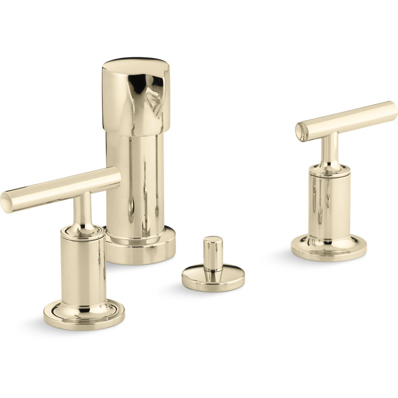 Purist® Vertical Spray Bidet Faucet with Handles, Vibrant French Gold, Lever