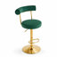 Chaise de bar pivotante rembourrée en velours doux avec pieds en métal électroplaqué, tabouret de bar à hauteur de comptoir moderne avec pivot à 360 degrés, réglage de la hauteur du vérin à gaz et dossier rembourré pour la salle à manger