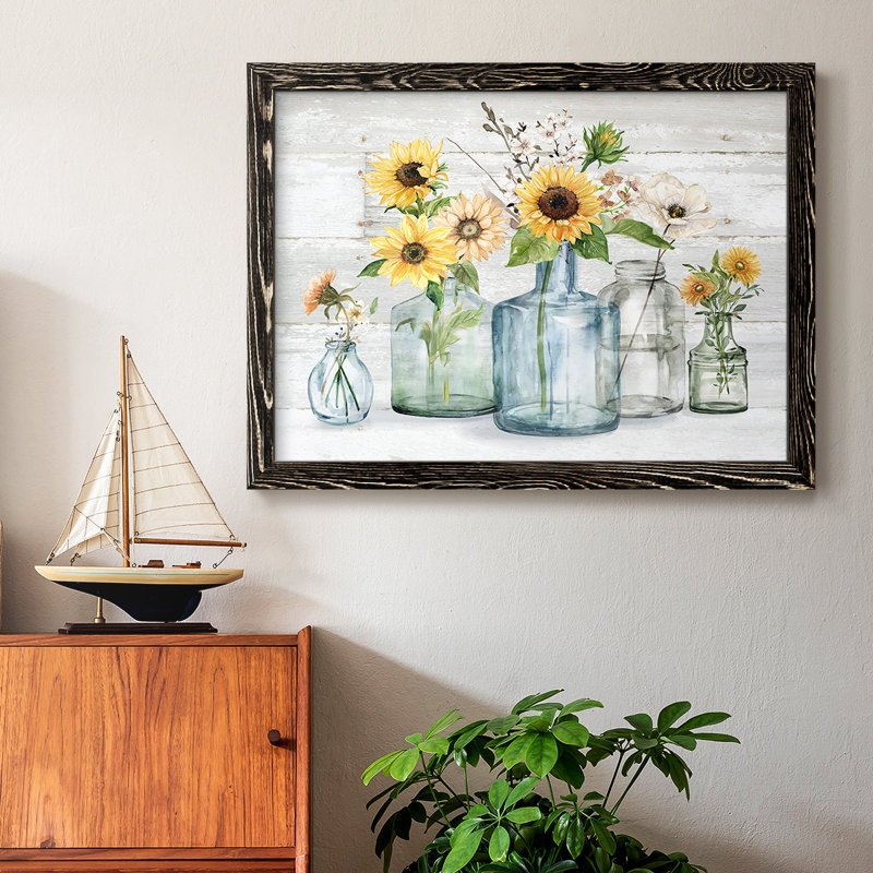 " Sunflower Extravaganza ", 28" H x 42" W x 1.5" D, Black