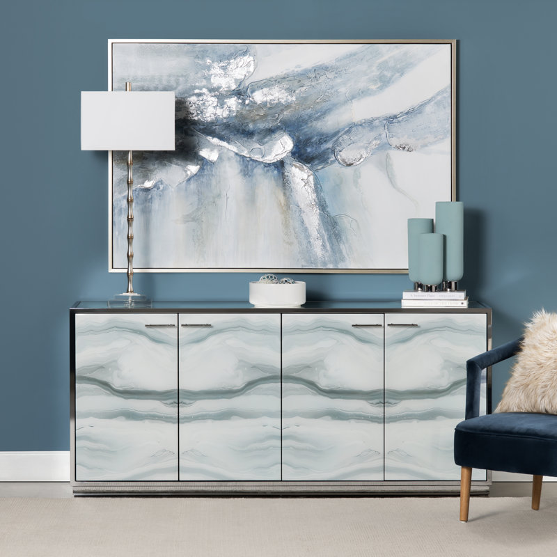 Lucie Blue Abstract Framed Canvas Wall Art