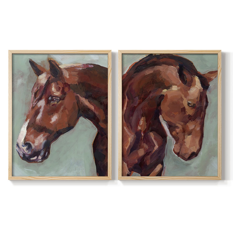 «Paint by Number Horse I», reproduction encadrée de qualité supérieure - prête à être accrochée - aucun clou requis - aucun clou requis