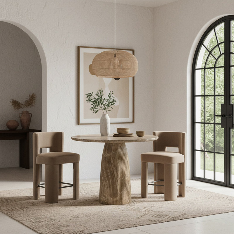 Table de bar Venosa, H 41,75 po x L 36 po x l 36 po, Beige