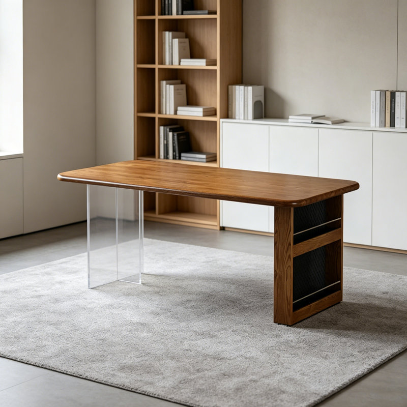 Unique Design Ash Rectangular Writing Desk, 29.52" H x 70.86" W x 31.49" D