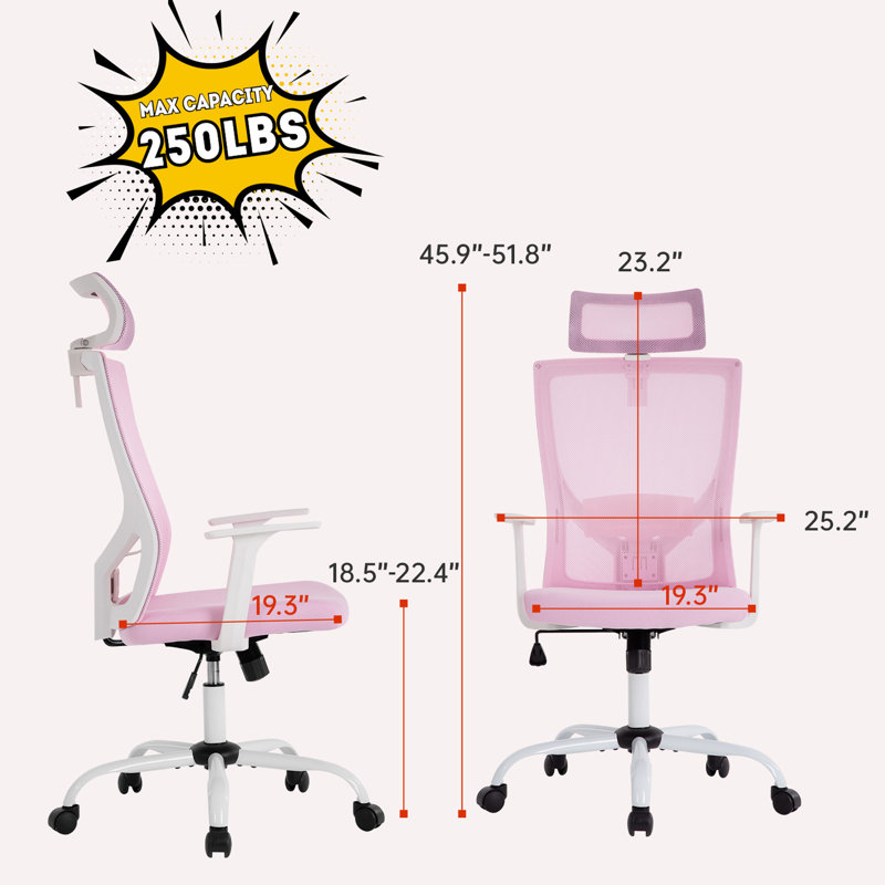 Fauteuil de conférence ergonomique, Rose / blanc