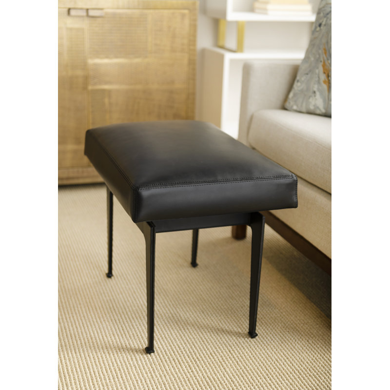 Winston Leather Accent Stool, Black