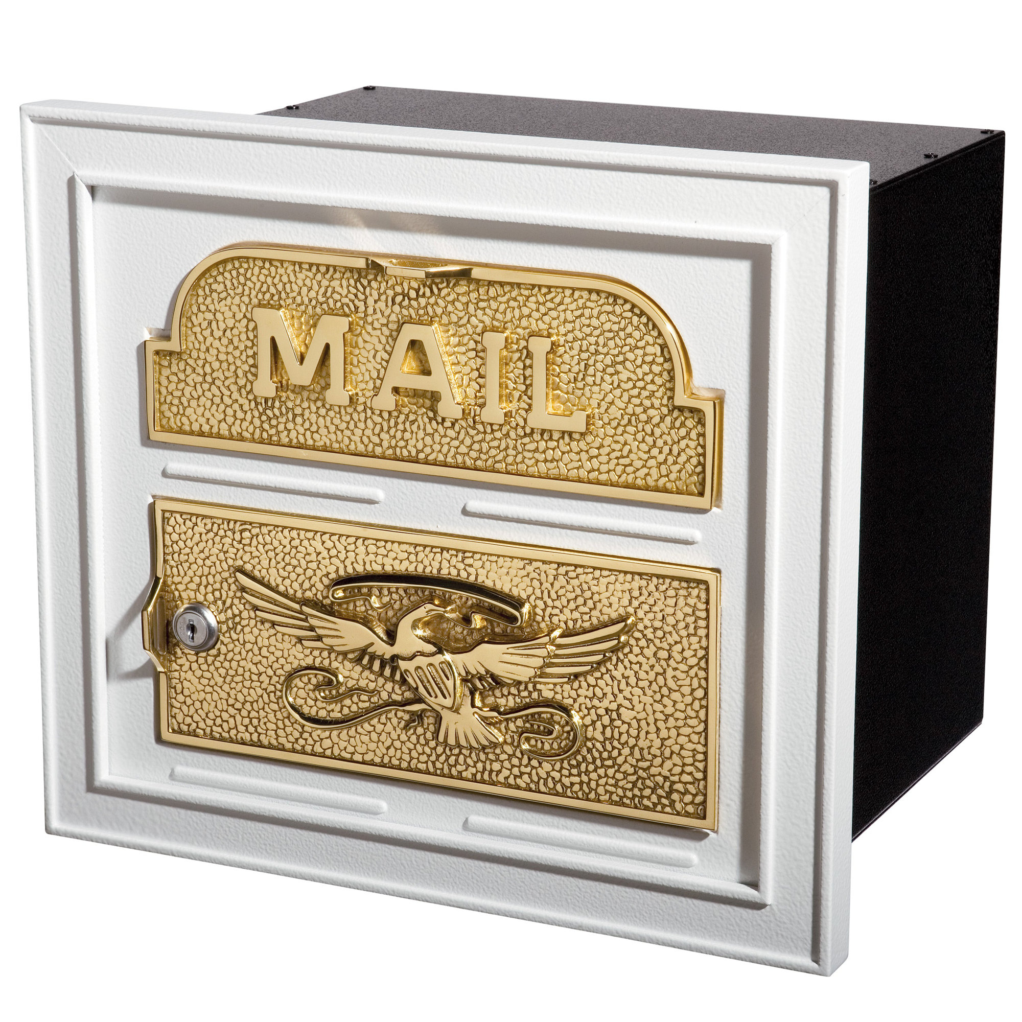 Classic Faceplate Mailbox - with Polished Brass Accents, White