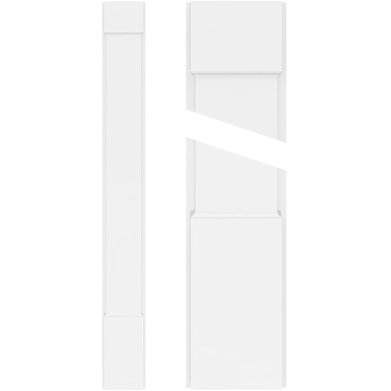 TruCraft Plain Pilaster w/ Decorative Capital & Base, 12"W x 120"H x 2"P Base Can Be Trimmed Up To 6 5/8", Architectural Grade PVC, Sold As Pair