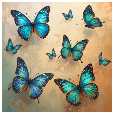 Blue Orange Butterflies Comforter