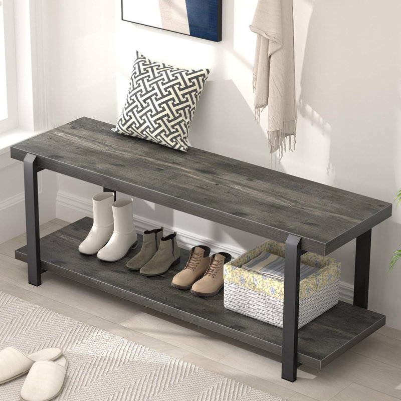 47" Industrial Entryway Bench with Storage
