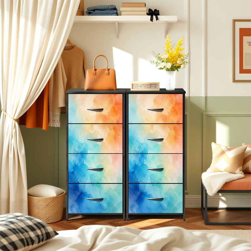 Commode de rangement verticale à 4 tiroirs à motif de pastel abstrait abstrait