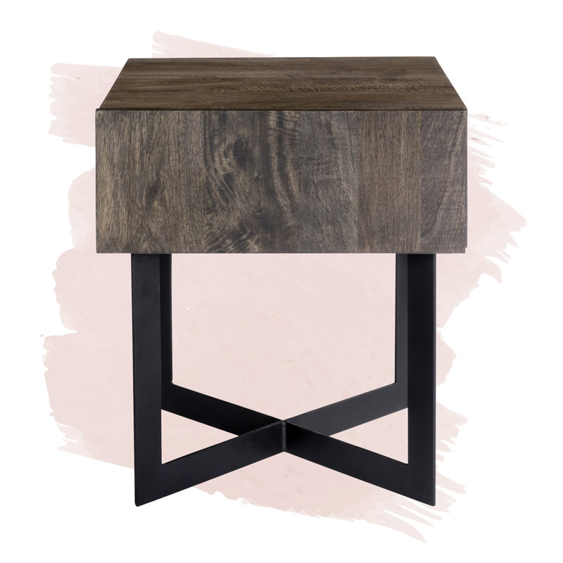 Table de bout avec rangement Gintare, Naturel
