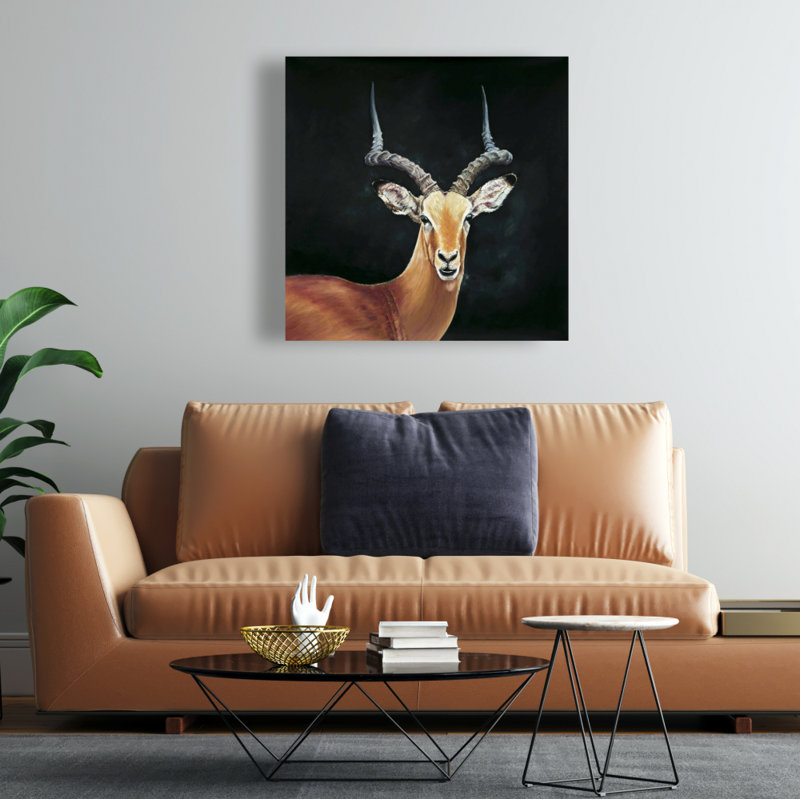 Antilope, art mural sur toile | Décoration de salon rustique, H 24 po x l 24 po